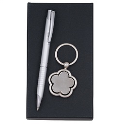 Комплект за подарък от химикалка и ключодържател Floral Accent