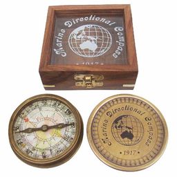 Компас Marine Sun-Dial в луксозна дървена кутия