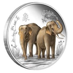 Сребърна монета „Щастие, сила и късмет, Слончета“