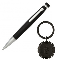 Луксозен комплект от химикалка и ключодържател Chronobike Black