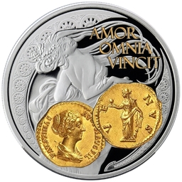 Сребърна монета „Богинята Венера“ с частично позлатяване 