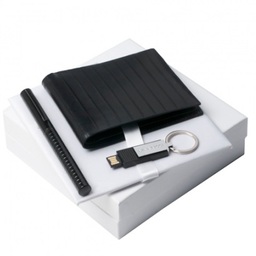 Комплект ролер, портфейл и ключодържател с USB Trаce Noir