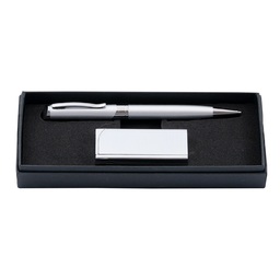 Подаръчен комплект от химикалка и запалка Credo Silver