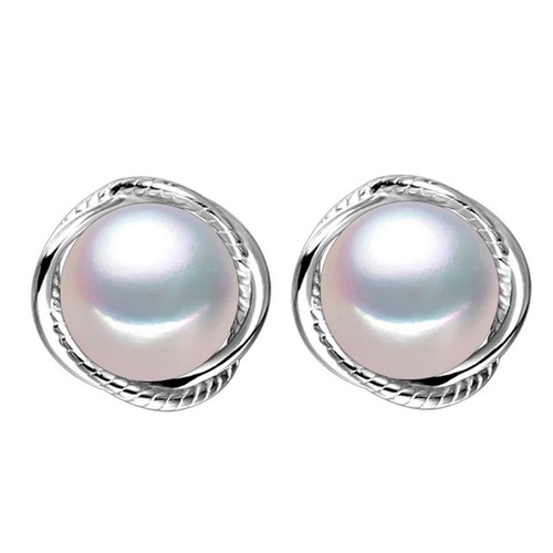 Обеци Saturn White pearl