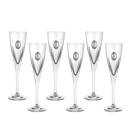 Сет чаши за шампанско Fusion със сребърна плочка