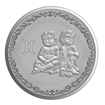 Сребърен медал - медальон Зодиакални знаци Близнаци