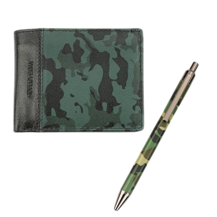 Мъжки подаръчен комплект Портфейл и химикалка Camouflage Green