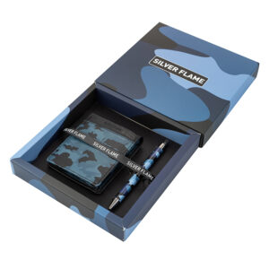 Мъжки комплект за подарък Портфейл и химикалка Camouflage Blue