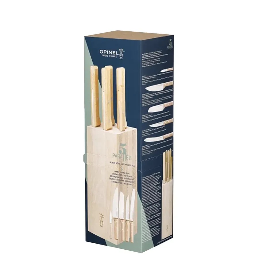 Комплект 5 кухненски ножа Opinel Parallele Bread, с дървена стойка - Image 4