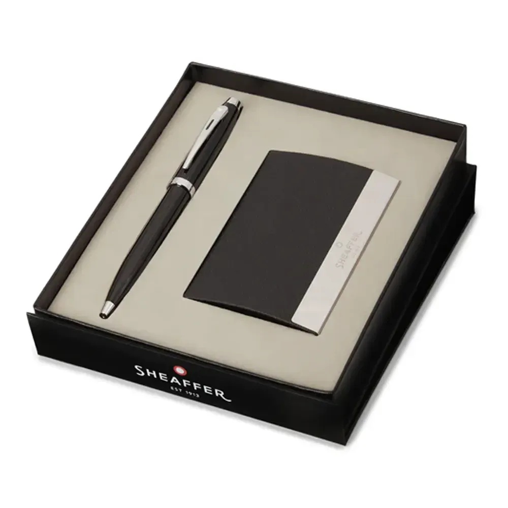 Комплект Sheaffer Glossy Black, химикалка модел 100 и визитник - Image 2