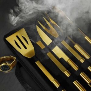 Луксозен комплект за барбекю Mikamax Millionaire BBQ Tools, 5 части Луксозен комплект за барбекю Mikamax Millionaire BBQ Tools, 5 части