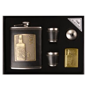Подаръчен комплект Jack Daniel’s с манерка, 2 чашки и запалка