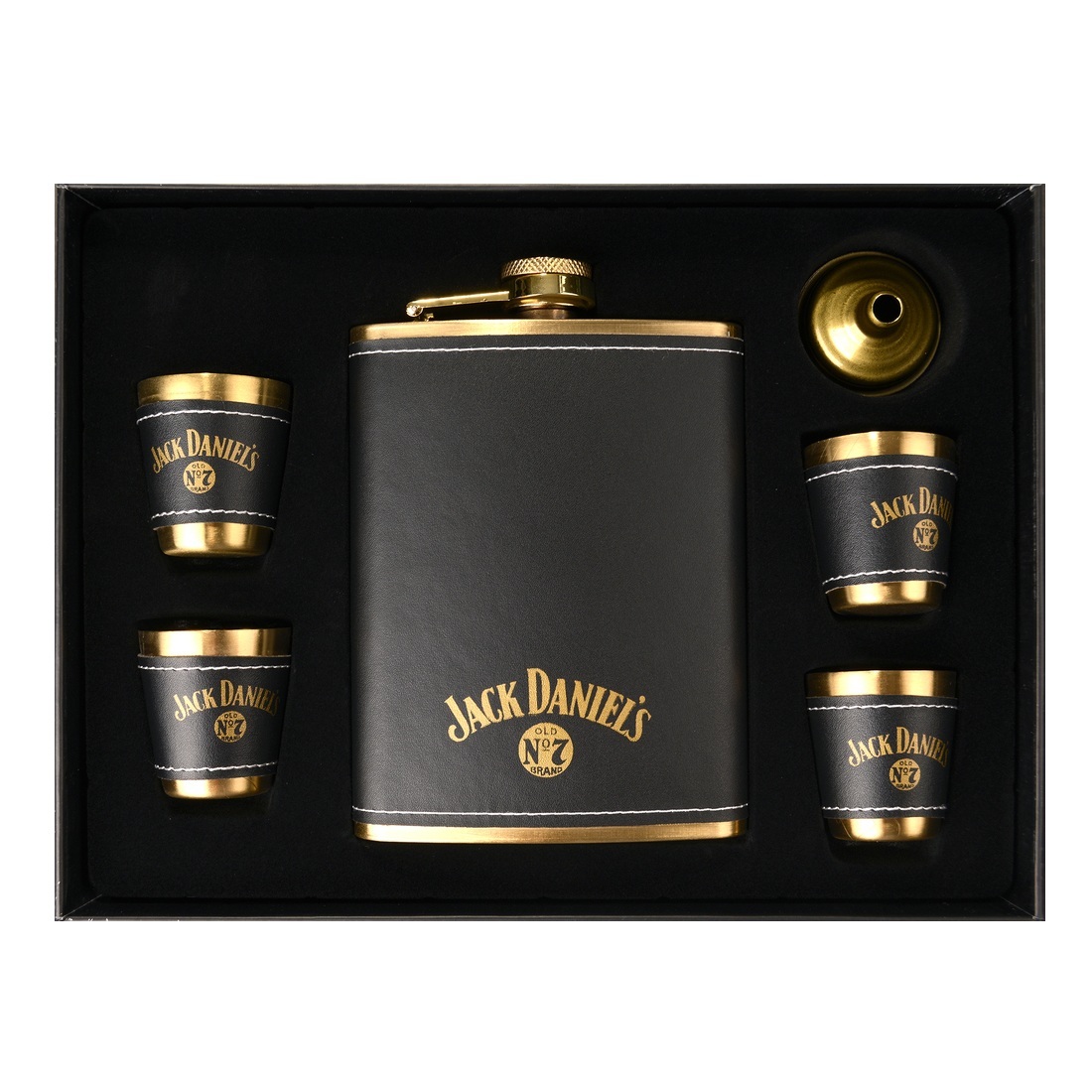 Подаръчен комплект Jack Daniel’s с манерка, 2 чашки и фунийка