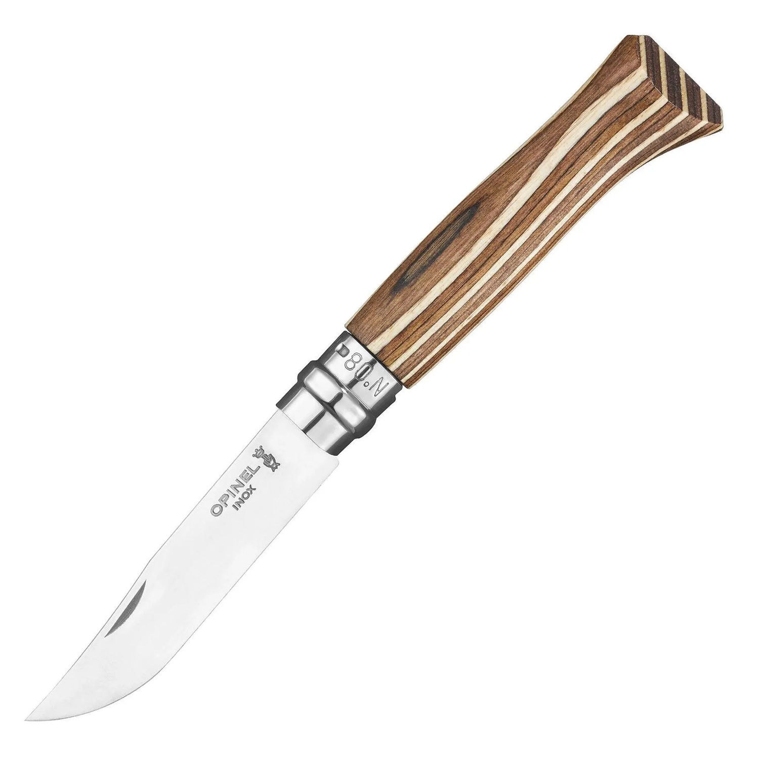 Сгъваем нож Opinel №8 Brown Laminated Birch, острие 8.5 см