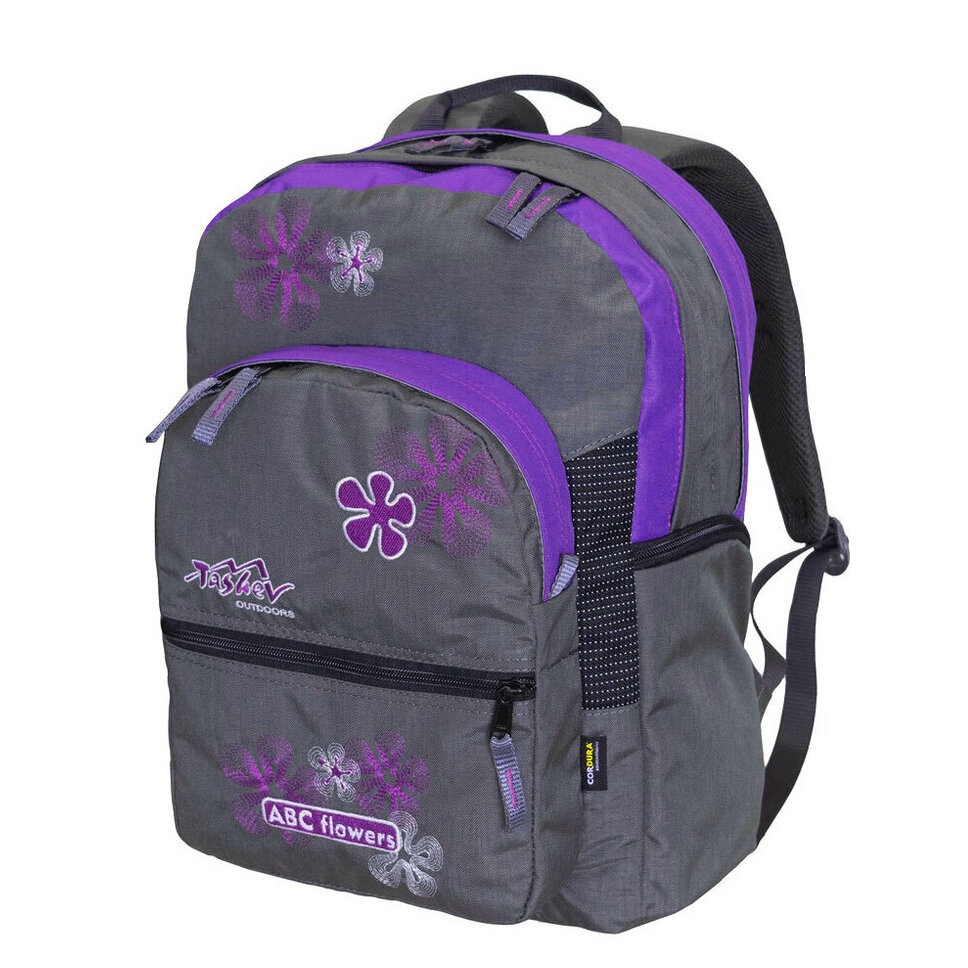 Ученическа раница Ташев ABC Flowers, Grey & Violet