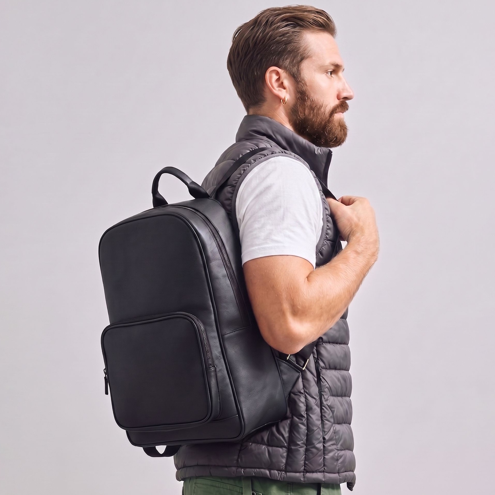 Бизнес раница Urban Executive Black, от еко кожа, с отделение за лаптоп - Image 2