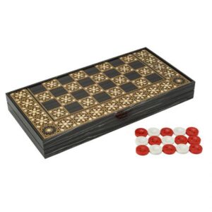 Луксозна табла Premium Orient Backgammon XXL, 50 см, черна със златисти орнаменти