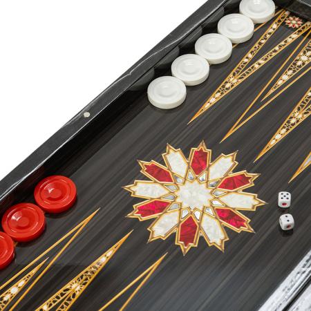Луксозна табла Premium Orient Backgammon XXL, 50 см, черна със златисти орнаменти - Image 3