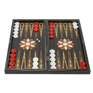 Луксозна табла Premium Orient Backgammon XXL, 50 см, черна със златисти орнаменти