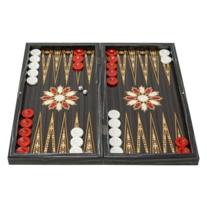 Луксозна табла Premium Orient Backgammon XXL, 50 см, черна със златисти орнаменти