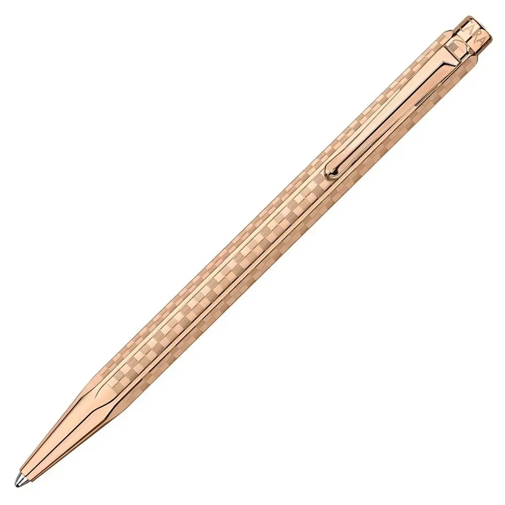 Луксозен комплект Caran d'Ache Ecridor Damier Rose Gold, химикалка и кожен калъф - Image 3