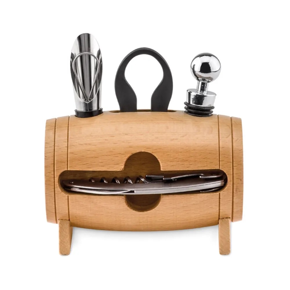 Комплект за вино Wooden Barrel, 4 части