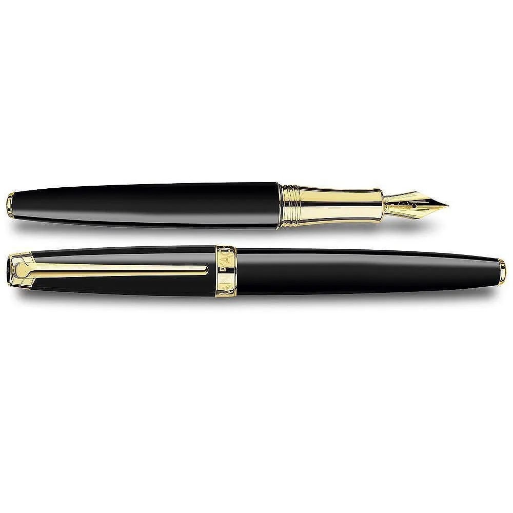 Луксозна писалка Caran d'Ache Léman Ebony Black & Gold, 18K златно перо F - Image 3