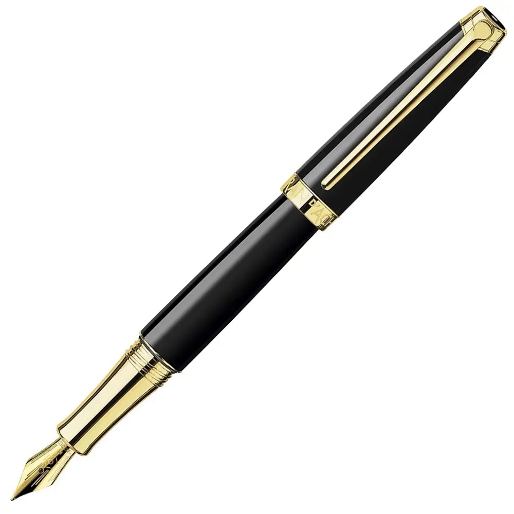 Луксозна писалка Caran d'Ache Léman Ebony Black & Gold, 18K златно перо F