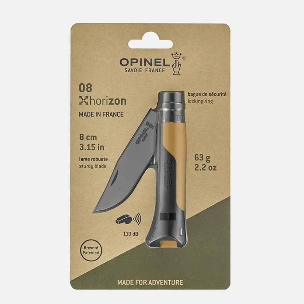 Сгъваем нож Opinel Horizon №08 Mustard Black, със свирка 110 dB - Image 4
